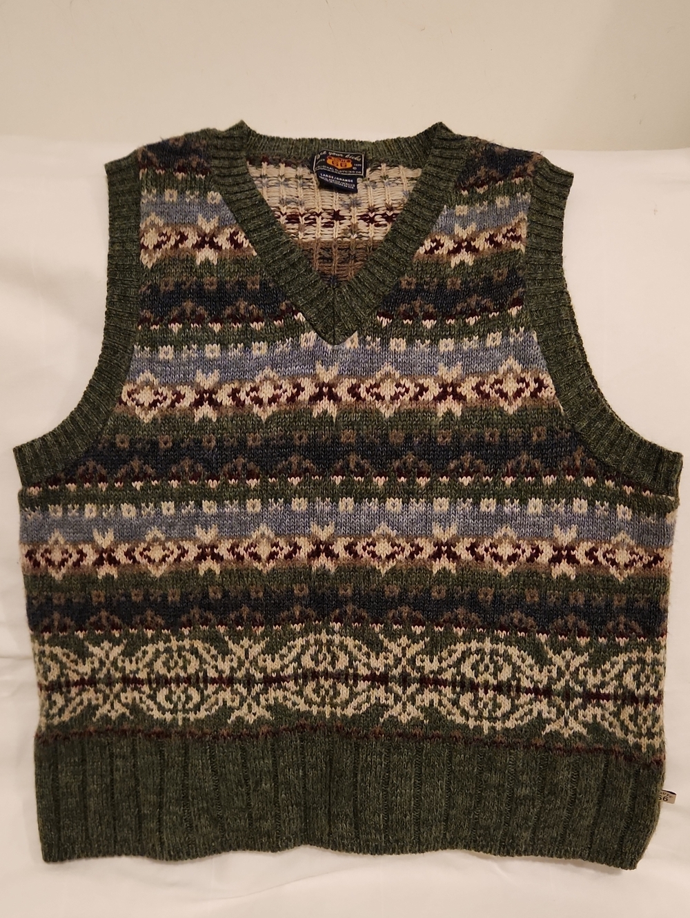 Route 66 Green Fair Isle V-Neck Sweater Vest